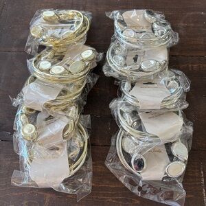 10-Pack Plastic Bracelets – Gold & Silver Bangles with Chunky Bead